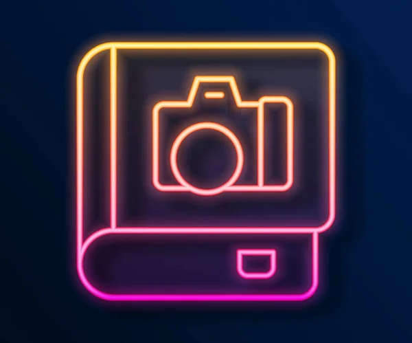 Glowing Neon Line Photo Album Gallery Icon Isolated Black Background — Stock Vector