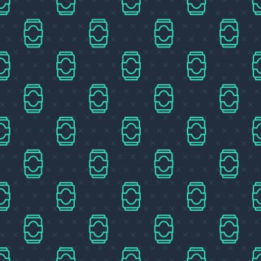 Yeşil çizgi Soda mavi arka planda izole edilmiş kusursuz desen oluşturabilir. Vektör.