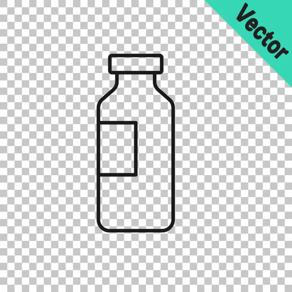 Чорна Лінія Пляшка Води Ізольована Прозорому Фоні Знак Содового Напою — стоковий вектор