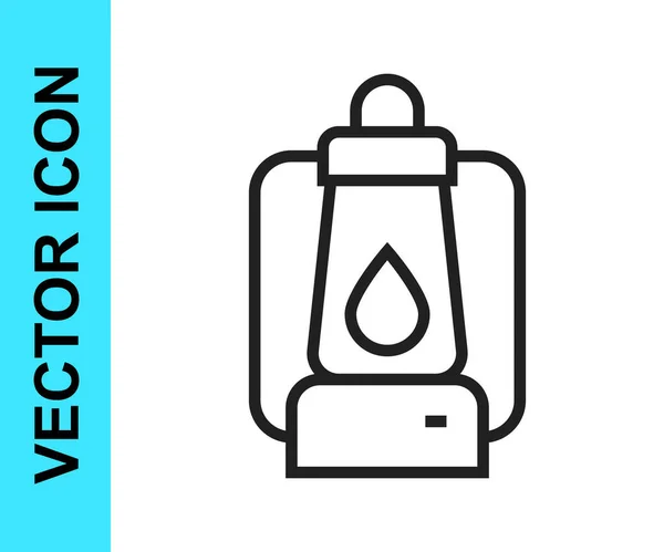 Icono Linterna Camping Línea Negra Aislado Sobre Fondo Blanco Vector — Vector de stock