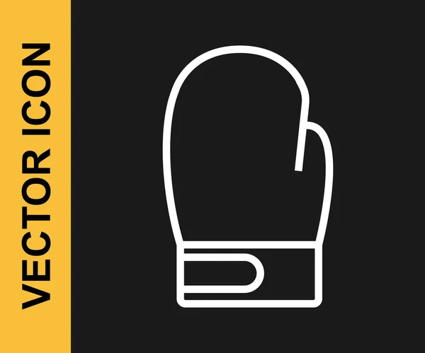 Белая Линия Боксерская Перчатка Значок Изолирован Черном Фоне Вектор — стоковый вектор