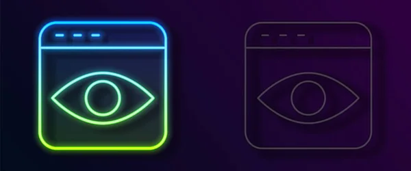 Glowing Neon Line Personal Information Collection Icon Isolated Black Background — Stockvektor