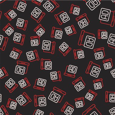 Satır Reklam simgesi siyah arkaplanda izole edilmiş kusursuz desen. Pazarlama ve tanıtım süreci kavramı. İlgili reklamlar. Sosyal medya reklamcılığı. Vektör