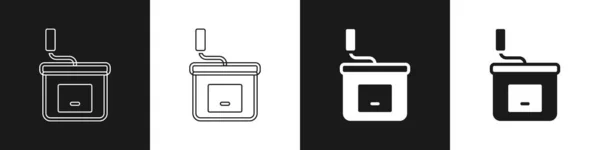 stock vector Set Manual coffee grinder icon isolated on black and white background.  Vector