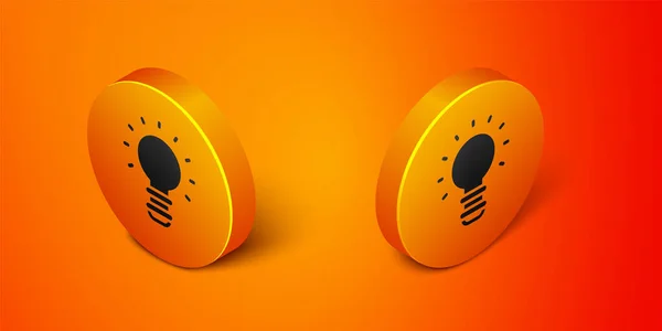 Isometric Creative Lamp Light Idea Icon Isolated Orange Background Concept — Stock Vector