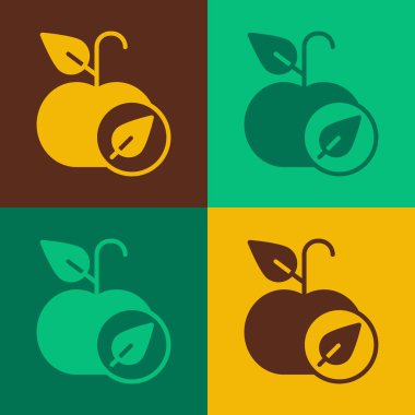 Pop Art Apple simgesi renk arkaplanında izole edildi. Fazla kilolu. Sağlıklı diyet menüsü. Fitness diyeti elması. Vektör