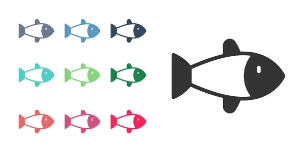 Black Fish Symbol Isoliert Auf Weißem Hintergrund Setzen Sie Symbole — Stockvektor