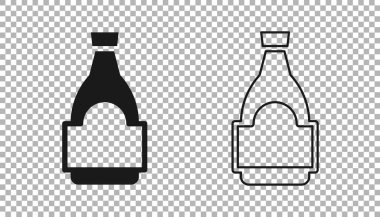 Şeffaf arkaplanda izole edilmiş Black Soy sos şişesi ikonu. Vektör