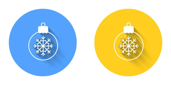 Icône Boule Noël Blanche Isolée Avec Fond Ombre Long Joyeux — Image vectorielle