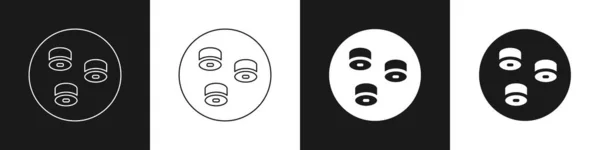 Setzen Sie Das Sushi Symbol Isoliert Auf Schwarz Weißem Hintergrund — Stockvektor
