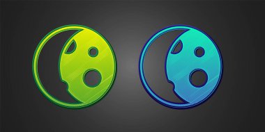 Green and blue Moon phases icon isolated on black background.  Vector