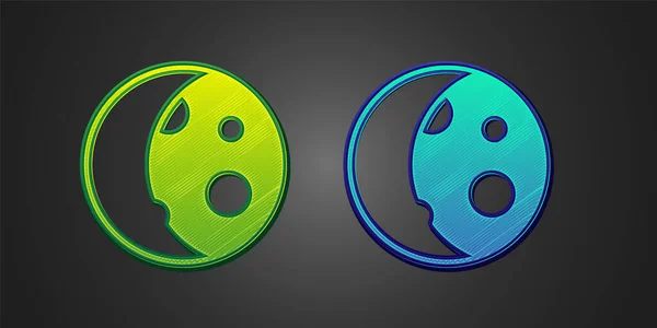 Green Blue Moon Phases Icon Isolated Black Background Vector — Stock vektor