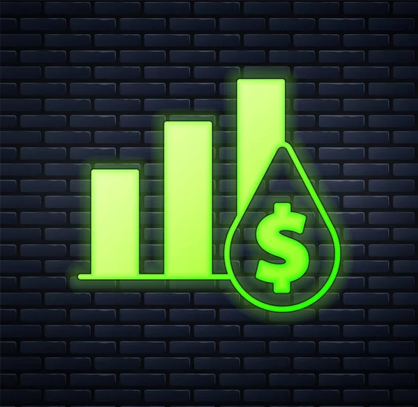 Świecący Neon Pie Wykres Infografika Symbol Dolara Ikona Izolowane Tle — Wektor stockowy