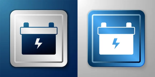Witte Auto Batterij Pictogram Geïsoleerd Blauwe Grijze Achtergrond Accumulator Batterij — Stockvector