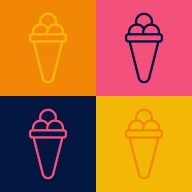 Popüler sanat eseri dondurma külahı renkli arka planda izole edilmiş. Güzel sembol. Vektör.