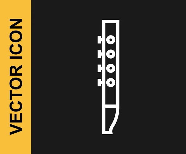 Иконка Флейты Белого Цвета Выделена Черном Фоне Музыкальный Инструмент Вектор — стоковый вектор