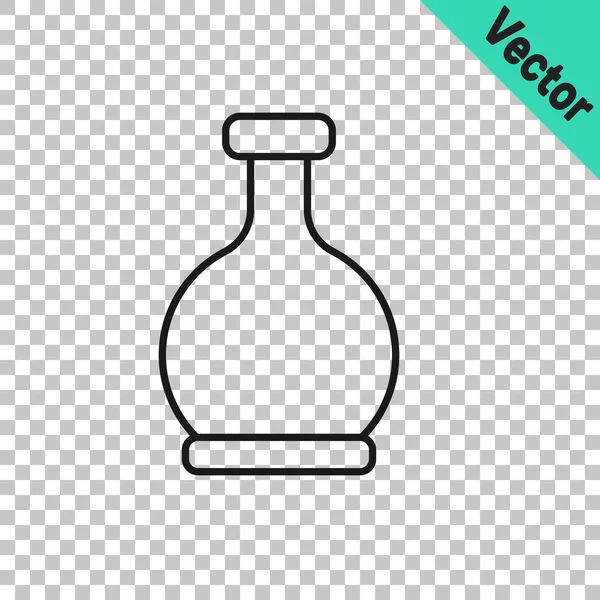 Línea Negra Botella Con Icono Poción Aislada Sobre Fondo Transparente — Vector de stock