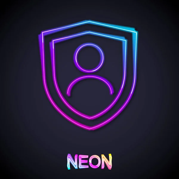 Žhnoucí Neonová Čára Životní Pojištění Ikonou Štítu Izolované Černém Pozadí — Stockový vektor