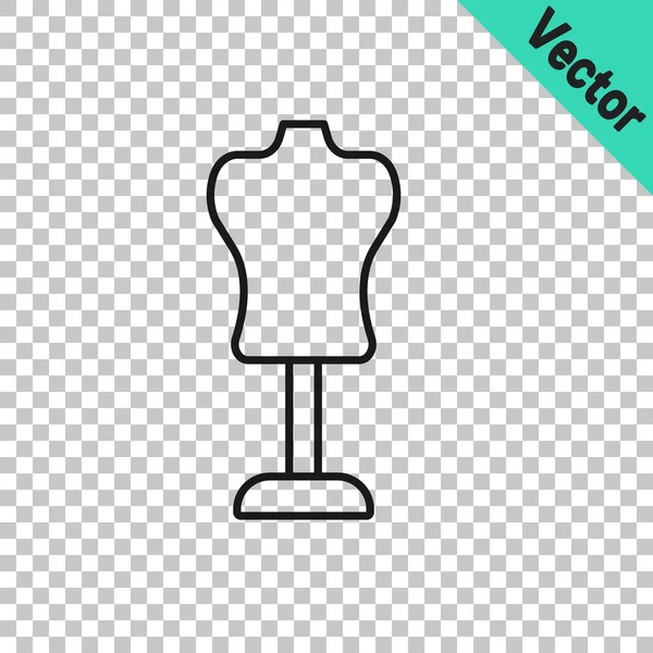 Black Line Mannequin Icon Isolated Transparent Background Tailor Dummy Vector — Stock Vector