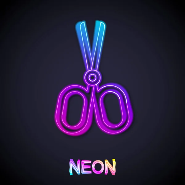 Zářící Neonová Čára Ikona Nůžky Izolované Černém Pozadí Krejčí Symbol — Stockový vektor