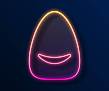 Parlayan neon hattı Pouf simgesi siyah arkaplanda izole edildi. Yumuşak sandalye. Koltuk için çanta. Rahat mobilya koltuğu. Vektör.
