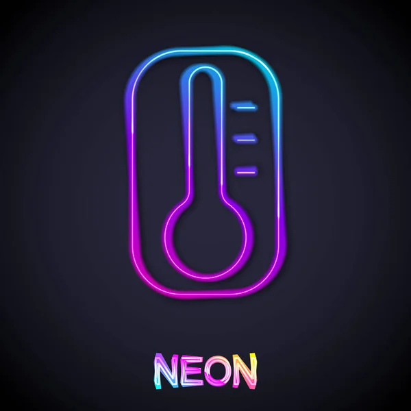 Glowing Neon Line Meteorology Thermometer Measuring Heat Cold Icon Isolated — Stock Vector