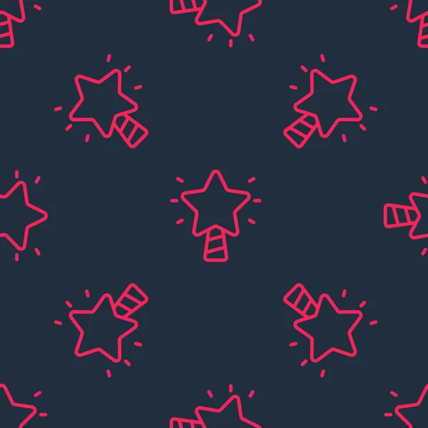 Красная Линия Иконка Рождественской Звезды Выделена Безморским Узором Черном Фоне — стоковый вектор