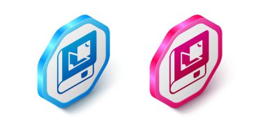 Beyaz arkaplanda izole edilmiş geometri ikonu hakkında bir kitap. Altıgen düğmesi. Vektör