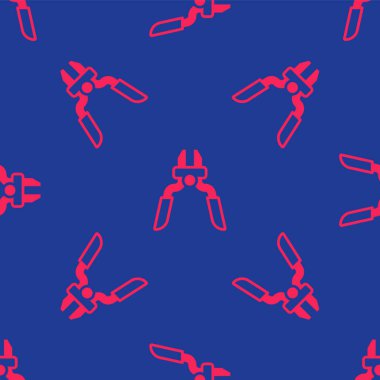 Kırmızı Pense araç simgesi mavi arkaplanda izole edilmiş. Pense endüstriyel mekanik su tesisatında çalışıyor. Vektör