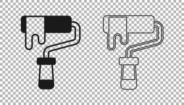 Siyah boya fırça simgesi şeffaf arkaplanda izole edildi. Vektör