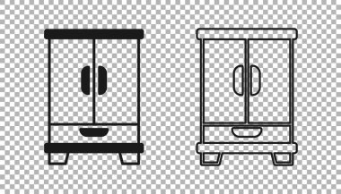 Siyah Gardırop simgesi şeffaf arkaplanda izole edildi. Dolap tabelası. Vektör