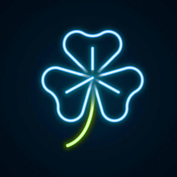 发光的霓虹灯线Clover三叶树图标隔离在黑色背景 圣帕特里克快乐的一天 爱尔兰国定假日 五彩缤纷的概念 — 图库矢量图片