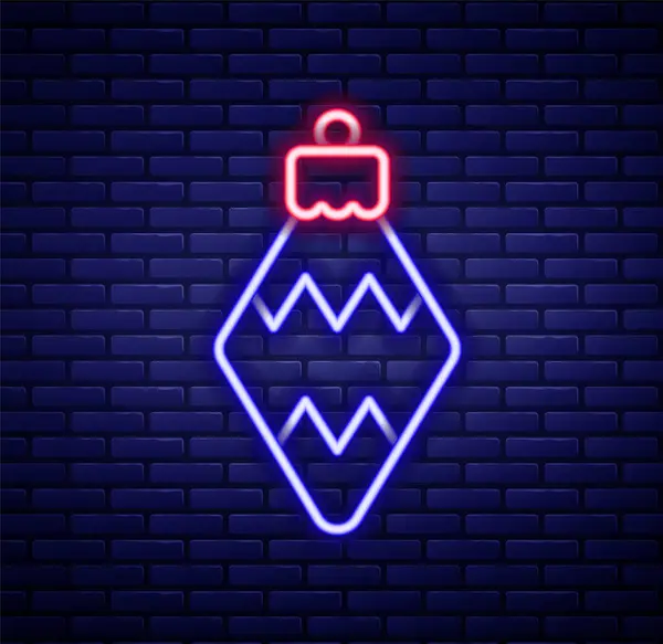 Glowing Neon Line Christmas Toy Icon Isolated Brick Wall Background — Stok Vektör