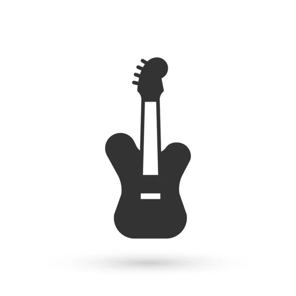 Ícone Guitarra Baixo Elétrico Cinza Isolado Fundo Branco Vetor — Vetor de Stock
