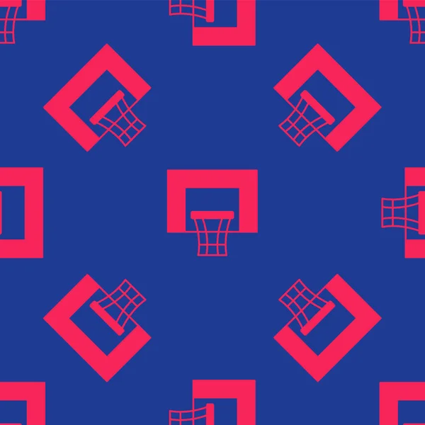 Rotes Basketball Backboard Symbol Isoliert Nahtloses Muster Auf Blauem Hintergrund — Stockvektor