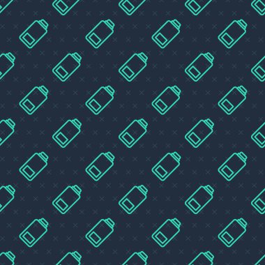 Yeşil çizgi Batarya şarj seviyesi gösterge simgesi mavi arkaplanda izole edilmiş pürüzsüz kalıp. Vektör