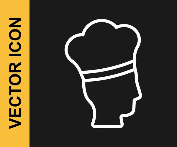 Weiße Linie Italienische Koch Symbol Isoliert Auf Schwarzem Hintergrund Vektor — Stockvektor