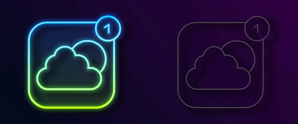 Glowing Neon Line Weather Forecast App Icon Isolated Black Background — Vetor de Stock