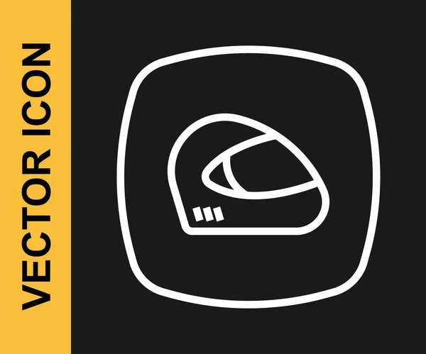 White Line Racing Helmet Icon Isolated Black Background Extreme Sport — Stock Vector