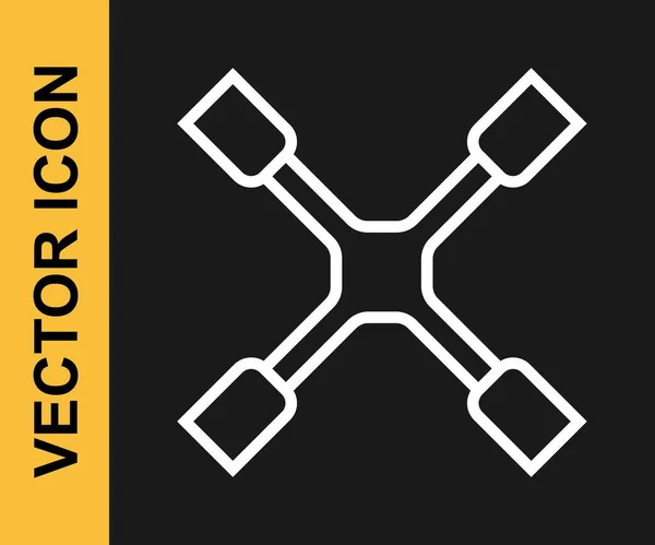 Weiße Linie Radschlüssel Symbol Isoliert Auf Schwarzem Hintergrund Radstrebe Vektor — Stockvektor