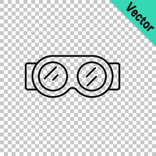 Black Line Schweißbrille Symbol Isoliert Auf Transparentem Hintergrund Schutzkleidung Und — Stockvektor