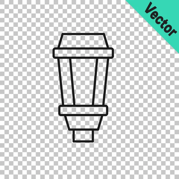 Schwarze Linie Garden Licht Lampe Symbol Isoliert Auf Transparentem Hintergrund — Stockvektor