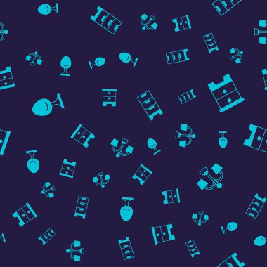 Koltuk, mobilya sehpası, çekmece sandığı ve avizeyi pürüzsüz bir şekilde yerleştirin. Vektör