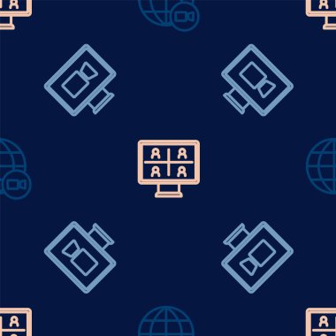 Görüntülü sohbet konferansını ve kusursuz şablonu ayarla. Vektör.