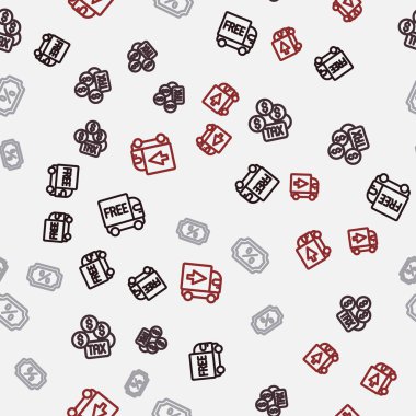 Ücretsiz dağıtım hizmeti vergisi ödeme indirimi yüzde etiketi ve teslimat kamyonunu sorunsuz bir şablona ayarlayın. Vektör.