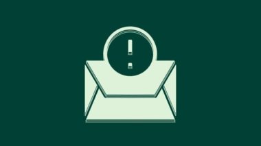 Yeşil arkaplanda beyaz zarf simgesi izole edildi. Mesaj konsepti alındı. Yeni, e-posta gelen mesaj, SMS. Posta servisi. 4K Video hareketli grafik canlandırması.