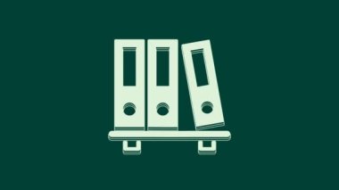 Beyaz Saray dosyaları ve belge simgesi yeşil arka planda izole edildi. Ofis dosyaları. Dosya arşivleme işareti. 4K Video hareketli grafik canlandırması.