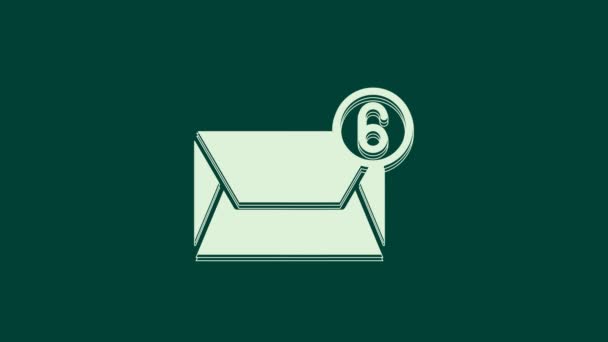 White Mail Ícone Mail Isolado Fundo Verde Envelope Símbolo Mail — Vídeo de Stock