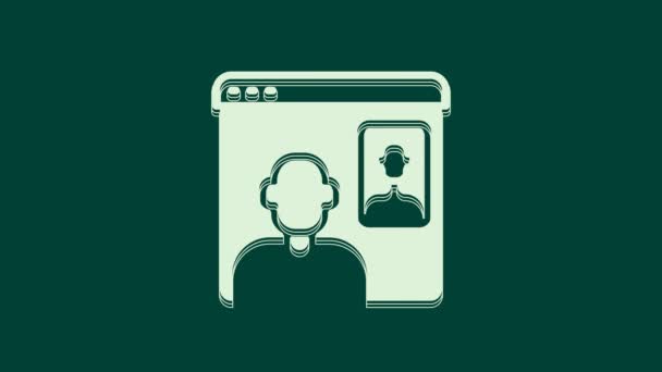 Піктограма Конференції White Video Chat Ізольована Зеленому Фоні Онлайн Форма — стокове відео