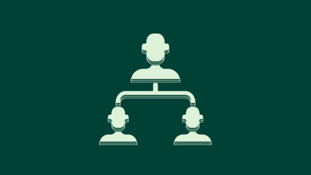 White Business Hierarchie Organogrammdiagramm Infografik Symbol Isoliert Auf Grünem Hintergrund — Stockvideo